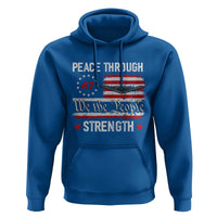 Peace Through Strength Hoodie Patriotic Midnight Hammer Jet American Flag - Wonder Print Shop
