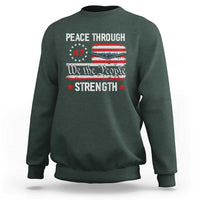 Peace Through Strength Sweatshirt Patriotic Midnight Hammer Jet American Flag - Wonder Print Shop