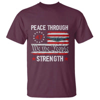 Peace Through Strength T Shirt Patriotic Midnight Hammer Jet American Flag - Wonder Print Shop