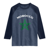 Morocco Pride Flag Star Raglan Shirt Patriotic Moroccan Heritage Souvenir