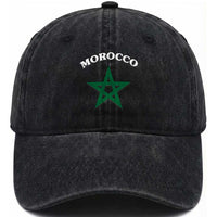 Morocco Pride Flag Star Washed Cotton Baseball Cap Patriotic Moroccan Heritage Souvenir