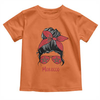 Morocco Girl Messy Bun with Flag Sunglasses Toddler T Shirt Proud Moroccan Woman Heritage