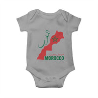 Morocco Map Dima Maghrib with Arabic Calligraphy Baby Onesie Maghreb Traditional Moroccan Roots Graphic