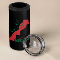 Morocco Map Dima Maghrib with Arabic Calligraphy 4 in 1 Can Cooler Tumbler Maghreb Traditional Moroccan Roots Graphic