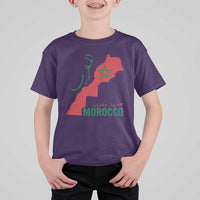 Morocco Map Dima Maghrib with Arabic Calligraphy T Shirt For Kid Maghreb Traditional Moroccan Roots Graphic