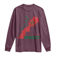 Morocco Map Dima Maghrib with Arabic Calligraphy Long Sleeve Shirt Maghreb Traditional Moroccan Roots Graphic