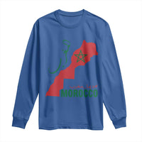 Morocco Map Dima Maghrib with Arabic Calligraphy Long Sleeve Shirt Maghreb Traditional Moroccan Roots Graphic