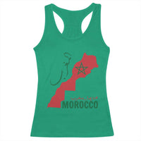 Morocco Map Dima Maghrib with Arabic Calligraphy Racerback Tank Top Maghreb Traditional Moroccan Roots Graphic