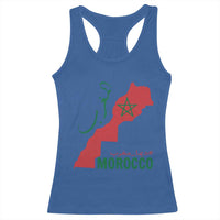 Morocco Map Dima Maghrib with Arabic Calligraphy Racerback Tank Top Maghreb Traditional Moroccan Roots Graphic