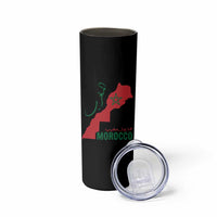 Morocco Map Dima Maghrib with Arabic Calligraphy Skinny Tumbler Maghreb Traditional Moroccan Roots Graphic