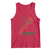 Morocco Map Dima Maghrib with Arabic Calligraphy Tank Top Maghreb Traditional Moroccan Roots Graphic