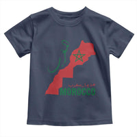 Morocco Map Dima Maghrib with Arabic Calligraphy Toddler T Shirt Maghreb Traditional Moroccan Roots Graphic