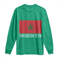 Vintage Morocco Flag Long Sleeve Shirt Patriotic Moroccan Pride