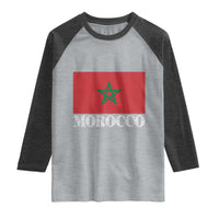 Vintage Morocco Flag Raglan Shirt Patriotic Moroccan Pride