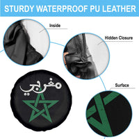 Maghribi Morocco Flag Star Traditional Arabic Script Spare Tire Cover Patriotic Moroccan Pride Heritage
