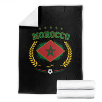 Morocco Football Laurel Wreath Crest Graphic Throw Blanket Proud Moroccan Soccer Star Emblem Sports Fans
