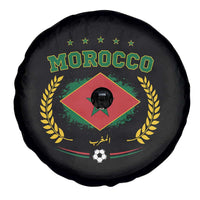 Morocco Football Laurel Wreath Crest Graphic Spare Tire Cover Proud Moroccan Soccer Star Emblem Sports Fans