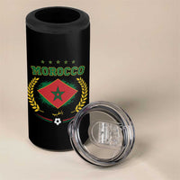 Morocco Football Laurel Wreath Crest Graphic 4 in 1 Can Cooler Tumbler Proud Moroccan Soccer Star Emblem Sports Fans