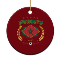 Morocco Football Laurel Wreath Crest Graphic Ceramic Ornament Proud Moroccan Soccer Star Emblem Sports Fans