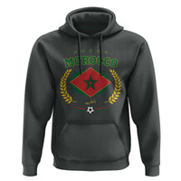 Morocco Football Laurel Wreath Crest Graphic Hoodie Proud Moroccan Soccer Star Emblem Sports Fans