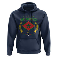 Morocco Football Laurel Wreath Crest Graphic Hoodie Proud Moroccan Soccer Star Emblem Sports Fans