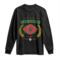 Morocco Football Laurel Wreath Crest Graphic Long Sleeve Shirt Proud Moroccan Soccer Star Emblem Sports Fans