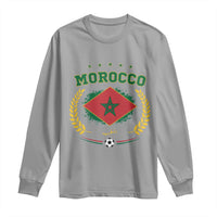 Morocco Football Laurel Wreath Crest Graphic Long Sleeve Shirt Proud Moroccan Soccer Star Emblem Sports Fans