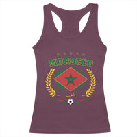 Morocco Football Laurel Wreath Crest Graphic Racerback Tank Top Proud Moroccan Soccer Star Emblem Sports Fans