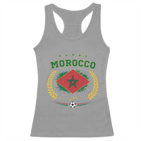 Morocco Football Laurel Wreath Crest Graphic Racerback Tank Top Proud Moroccan Soccer Star Emblem Sports Fans