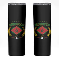 Morocco Football Laurel Wreath Crest Graphic Skinny Tumbler Proud Moroccan Soccer Star Emblem Sports Fans
