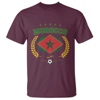Morocco Football Laurel Wreath Crest Graphic T Shirt Proud Moroccan Soccer Star Emblem Sports Fans