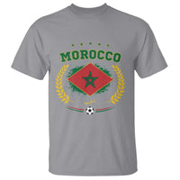 Morocco Football Laurel Wreath Crest Graphic T Shirt Proud Moroccan Soccer Star Emblem Sports Fans