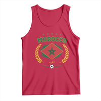 Morocco Football Laurel Wreath Crest Graphic Tank Top Proud Moroccan Soccer Star Emblem Sports Fans