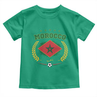 Morocco Football Laurel Wreath Crest Graphic Toddler T Shirt Proud Moroccan Soccer Star Emblem Sports Fans