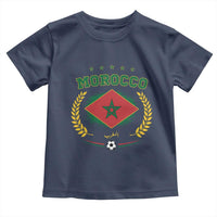 Morocco Football Laurel Wreath Crest Graphic Toddler T Shirt Proud Moroccan Soccer Star Emblem Sports Fans