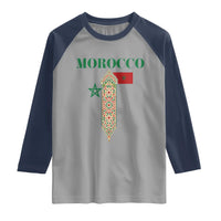 Traditional Moroccan Mosaic Archway Graphic Raglan Shirt Morocco Architecture Tile Pattern