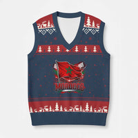 Waving Morocco Flag Stadium Lights V-Neck Knit Sweater Vest Patriotic Moroccan Soccer Fans