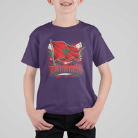 Waving Morocco Flag Stadium Lights T Shirt For Kid Patriotic Moroccan Soccer Fans