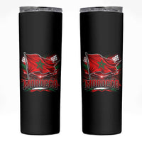 Waving Morocco Flag Stadium Lights Skinny Tumbler Patriotic Moroccan Soccer Fans