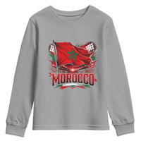 Waving Morocco Flag Stadium Lights Youth Sweatshirt Patriotic Moroccan Soccer Fans