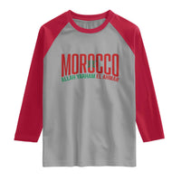 Morocco Flag Pride Allah Yarham El Ahmar Raglan Shirt Moroccan Soccer Football Fans Gift