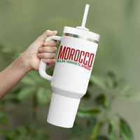Morocco Flag Pride Allah Yarham El Ahmar Tumbler With Handle Moroccan Soccer Football Fans Gift