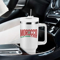 Morocco Flag Pride Allah Yarham El Ahmar Tumbler With Handle Moroccan Soccer Football Fans Gift