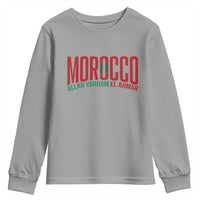 Morocco Flag Pride Allah Yarham El Ahmar Youth Sweatshirt Moroccan Soccer Football Fans Gift