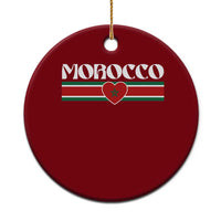 Love Morocco Retro Stripe Graphic Ceramic Ornament Maroc Moroccan Flag Heart