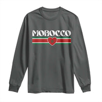 Love Morocco Retro Stripe Graphic Long Sleeve Shirt Maroc Moroccan Flag Heart