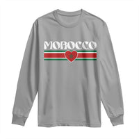 Love Morocco Retro Stripe Graphic Long Sleeve Shirt Maroc Moroccan Flag Heart