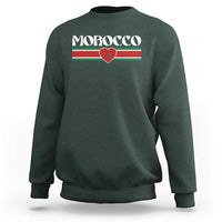 Love Morocco Retro Stripe Graphic Sweatshirt Maroc Moroccan Flag Heart