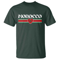 Love Morocco Retro Stripe Graphic T Shirt Maroc Moroccan Flag Heart