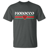 Love Morocco Retro Stripe Graphic T Shirt Maroc Moroccan Flag Heart